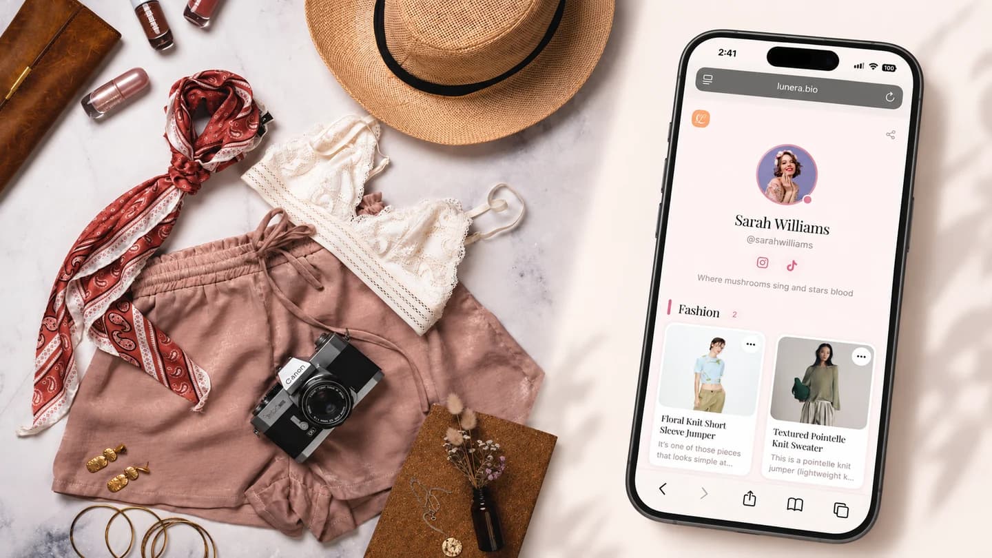 Summer clothes and accessories photograph paired with a Lunera phone mockup