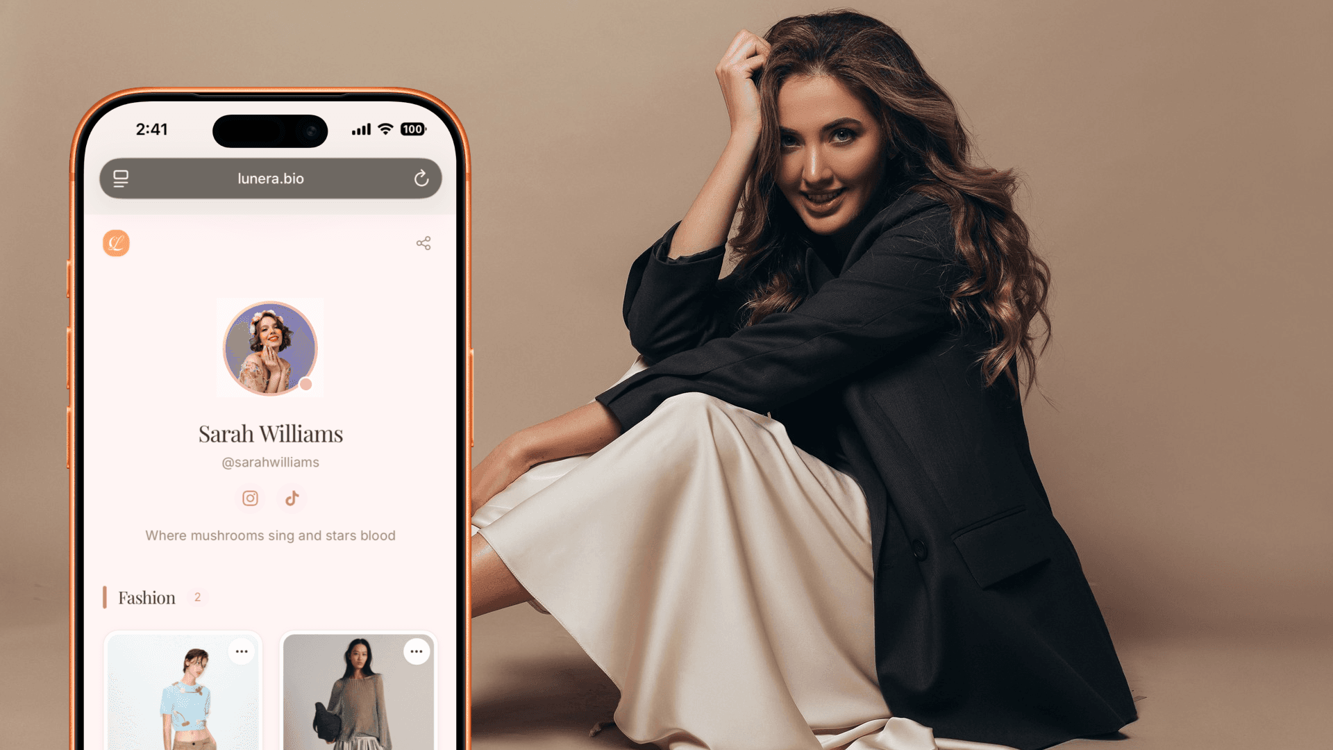 A creator's link-in-bio page open on a smartphone