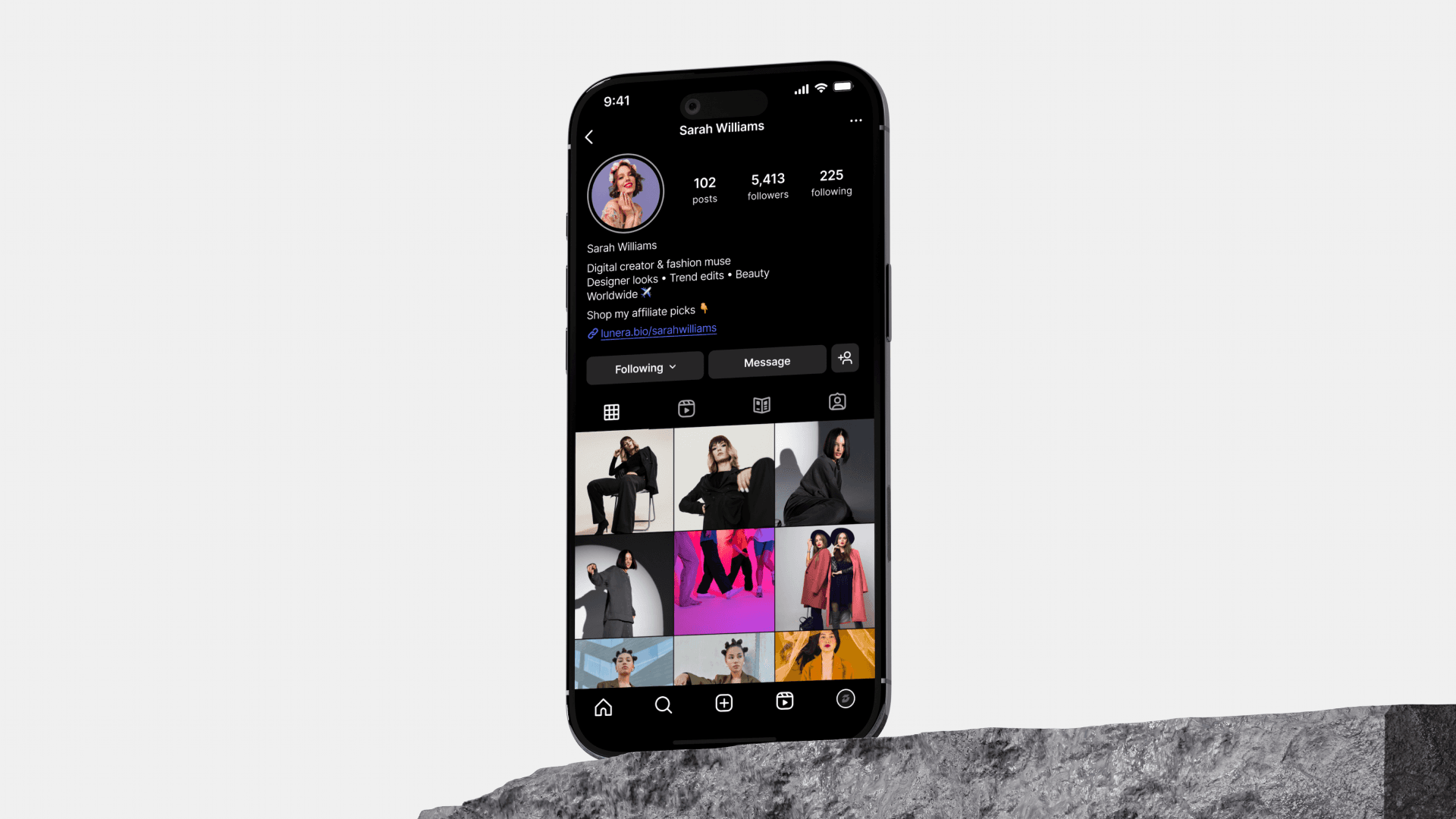 A creator's link-in-bio page open on a smartphone